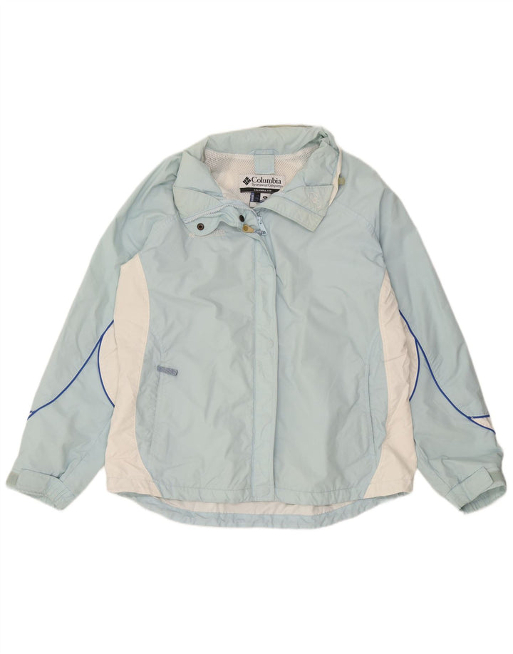 Damska kurtka przeciwdeszczowa Columbia UK 18 XL, niebieski nylon z blokami kolorów