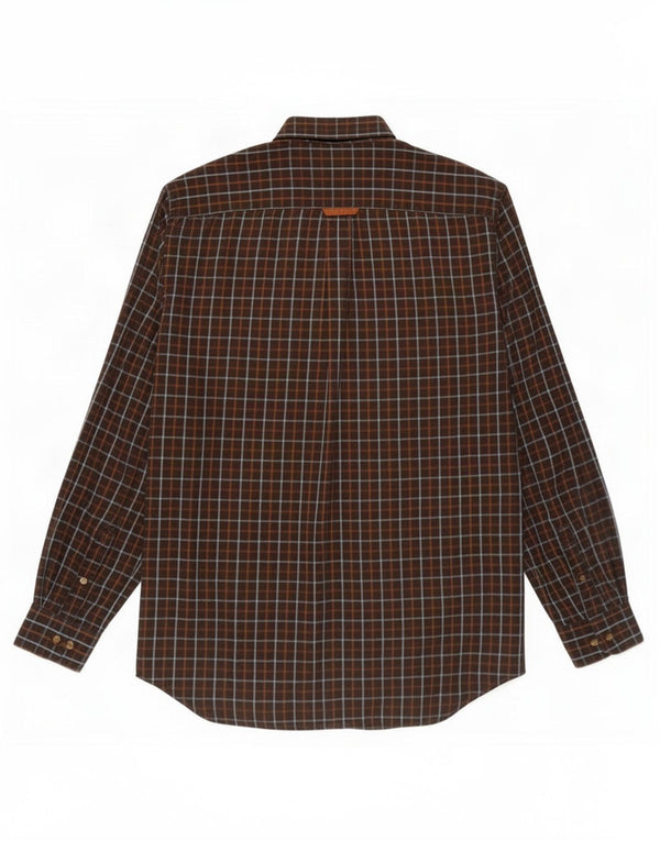 Męska koszula flanelowa Barbour, duża, brązowa, bawełniana w kratę
