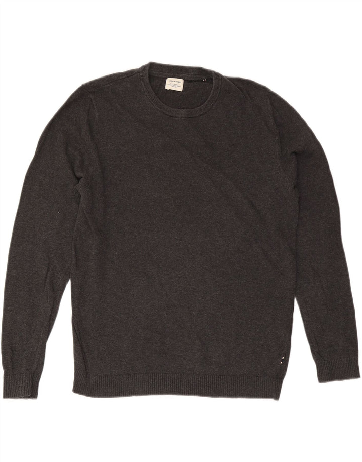 Męski sweter Jack & Jones z okrągłym dekoltem, średnioszary, bawełniany