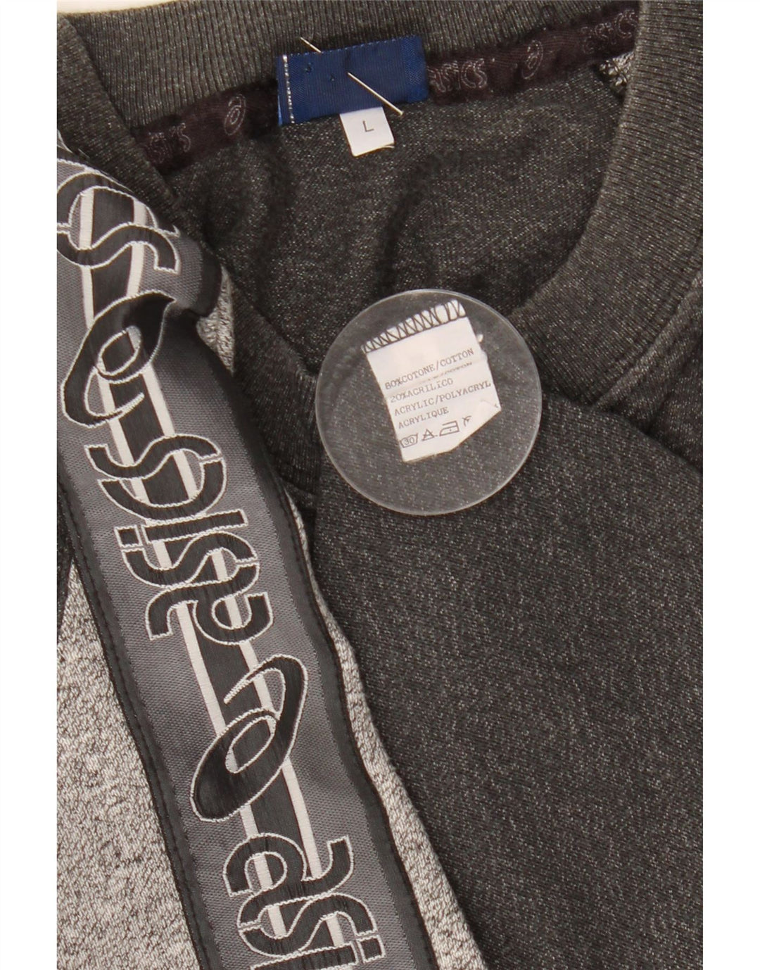 Męska koszulka z grafiką Asics, duża, szara, nakrapiana bawełna