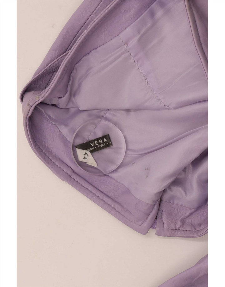 Damskie skórzane spodnie vintage IT 44 Medium W28 L32 Fioletowa skóra