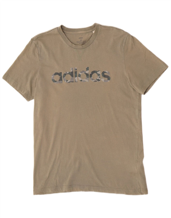 Męska koszulka z grafiką Adidas, średnia, bawełniana khaki