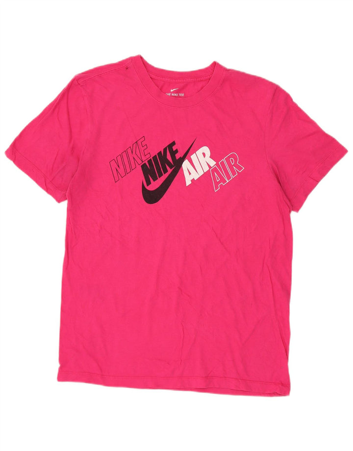 Męski T-shirt z grafiką Nike, mały, różowy, bawełniany