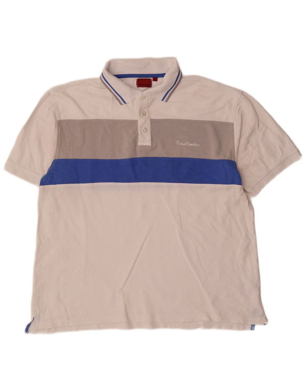 Męska koszulka polo Pierre Cardin, duża, biała, bawełniana w bloki kolorów