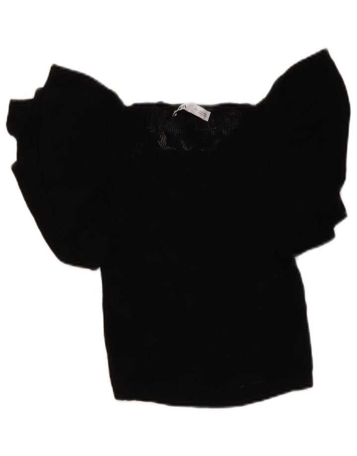 Bluzka damska Zara Crop Knit Top UK 8 Small Black