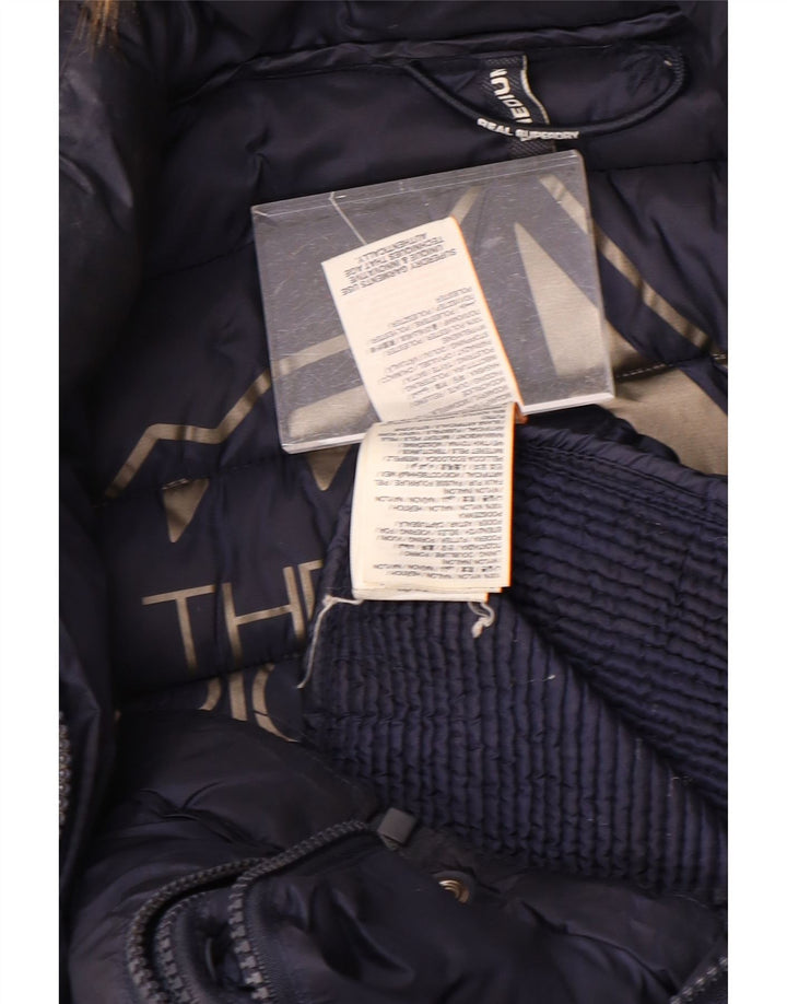 SUPERDRY Damska ocieplana kurtka z kapturem UK 14, średni granatowy poliester