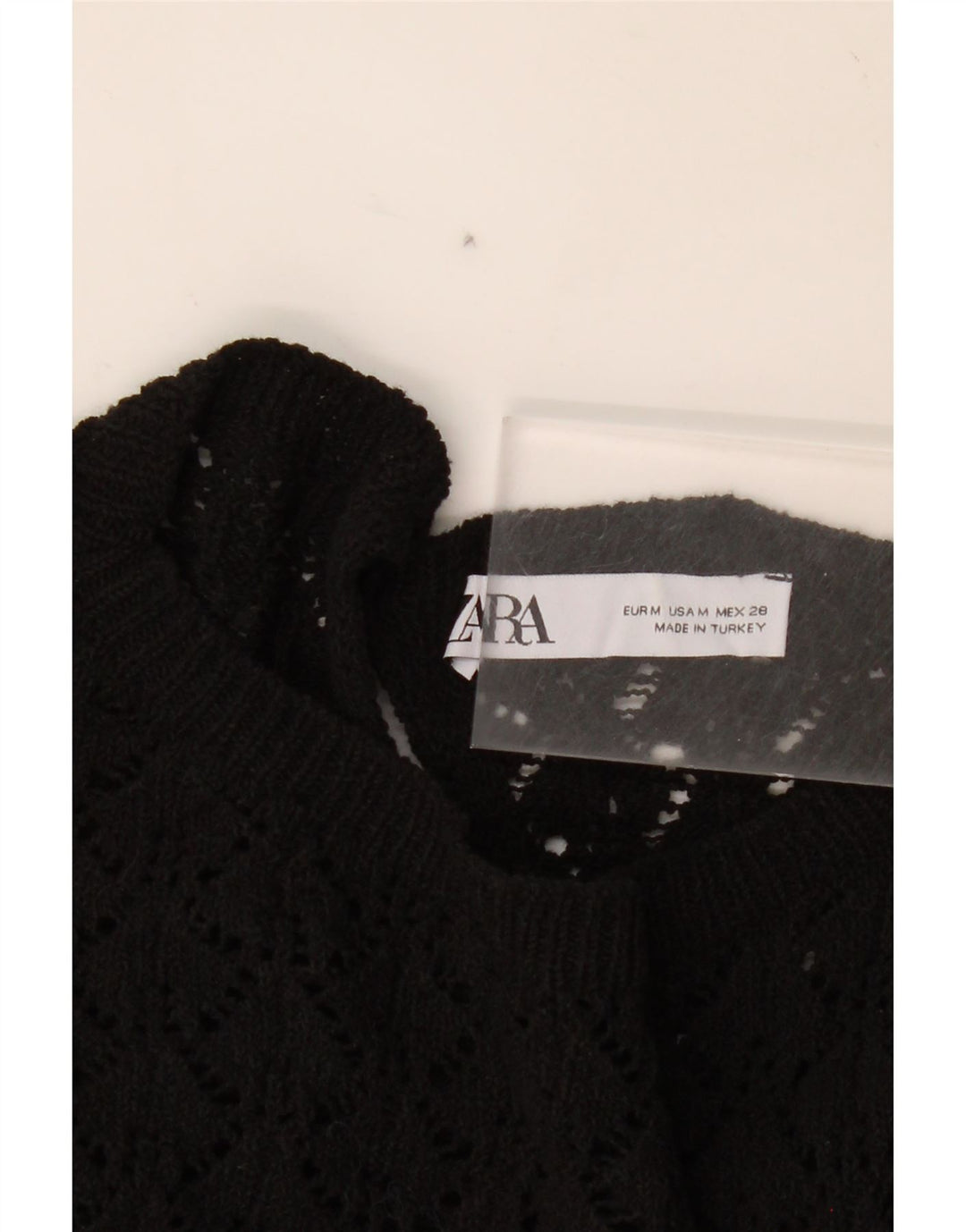 ZARA Womens Crop Knit Blouse Top UK 14 Medium Black Vintage Zara and Second-Hand Zara from Messina Hembry 