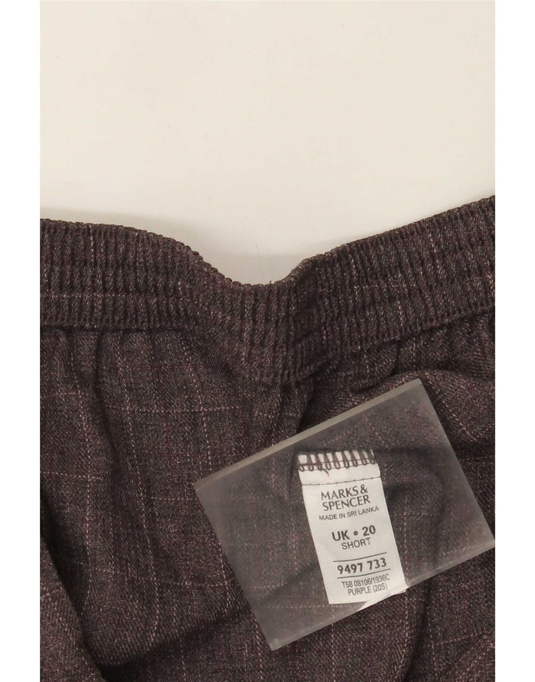 Krótkie spodnie damskie Marks & Spencer W34 L26 w fioletową kratkę