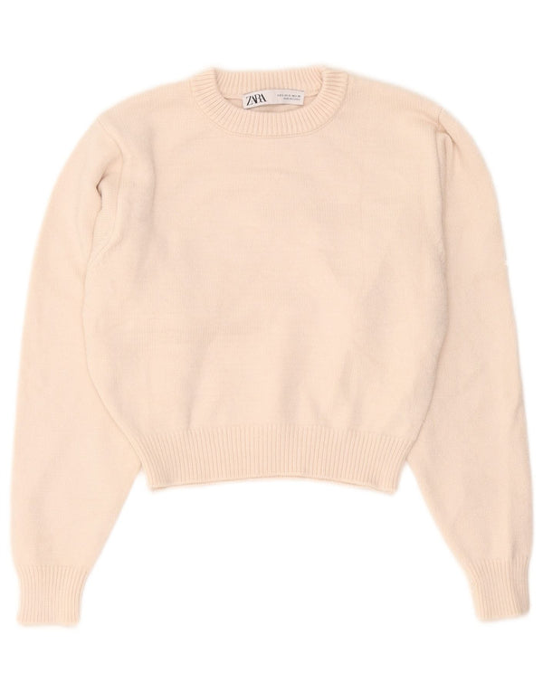 Damski sweter z okrągłym dekoltem Zara UK 10 Small Beżowa Wiskoza