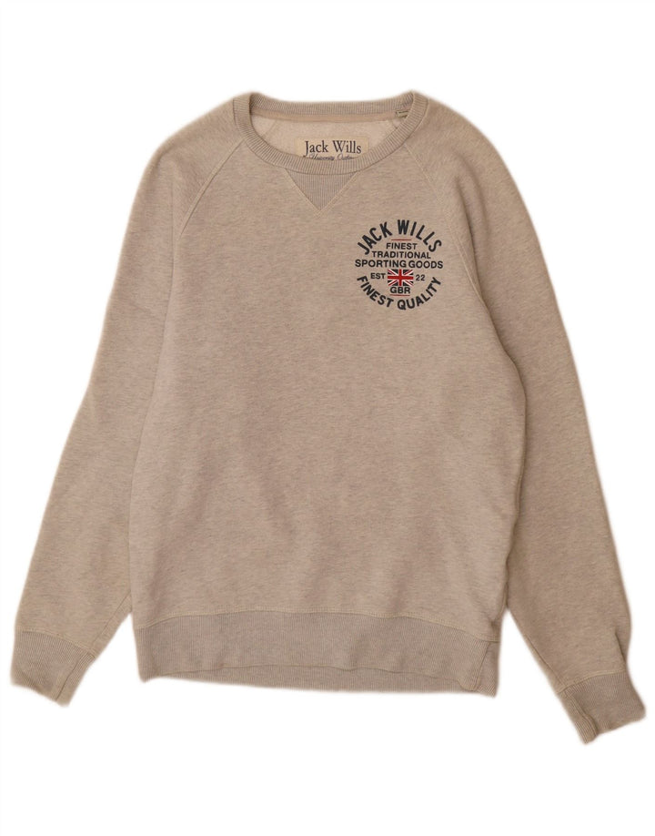 Męska bluza z grafiką Jack Wills, mała, szara, nakrapiana bawełna