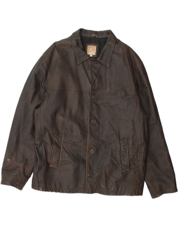 Conbipel Męska kurtka skórzana IT 52 Duża brązowa skóra