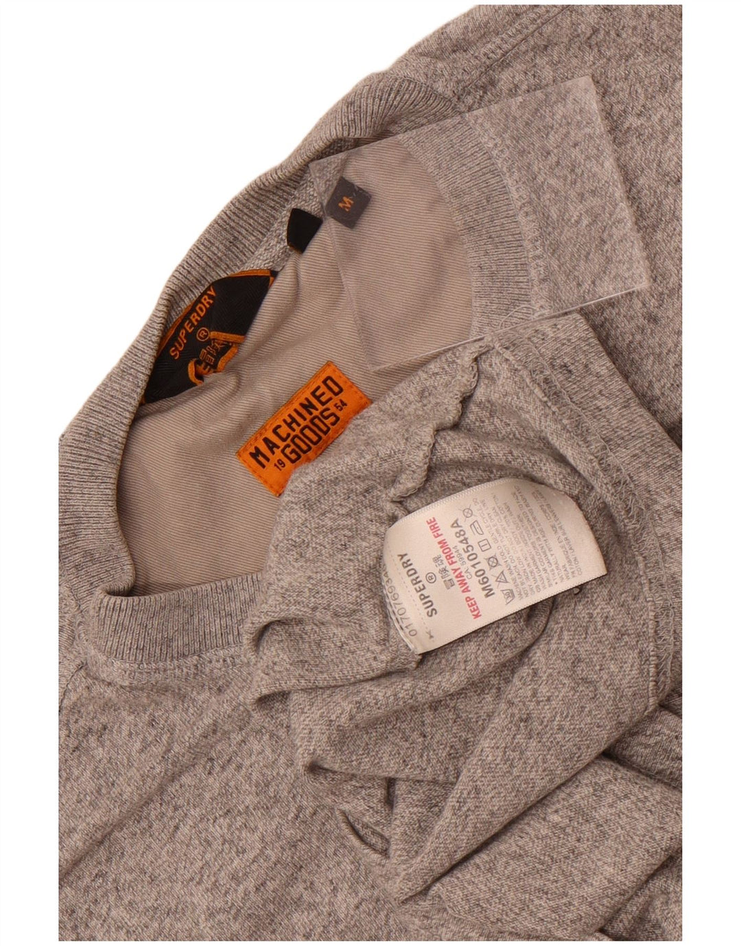Męski top Superdry z długim rękawem, średnioszary, bawełniany w cętki