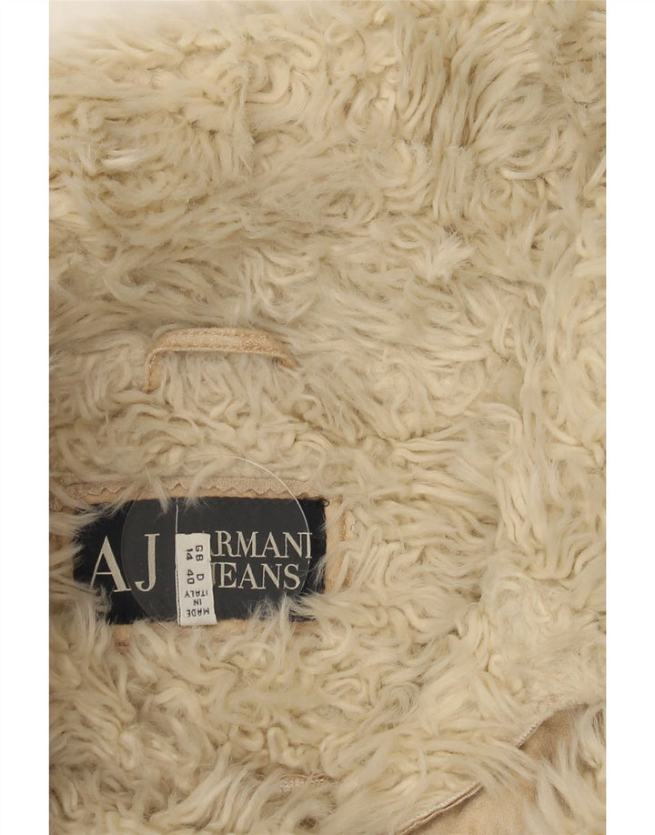 Armani Jeans Damska kurtka Crop Sherpa IT 44 Średni beżowy Tie Dye akryl