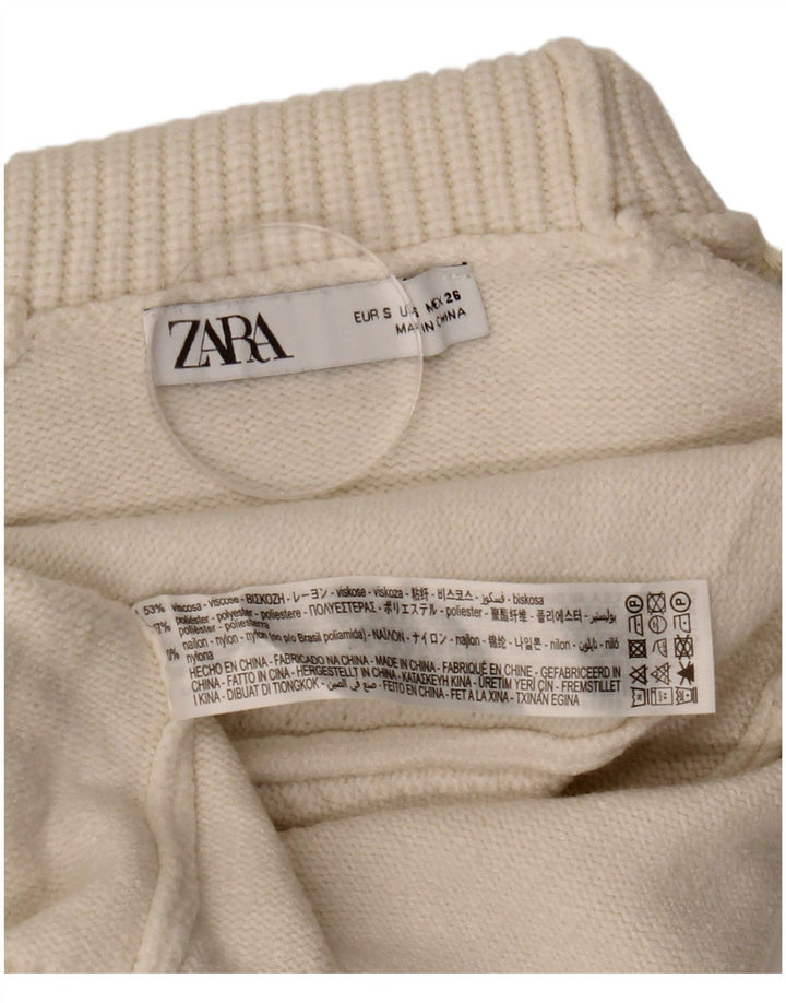 Damski sweter Zara Crop Oversize z golfem UK 10 Small White
