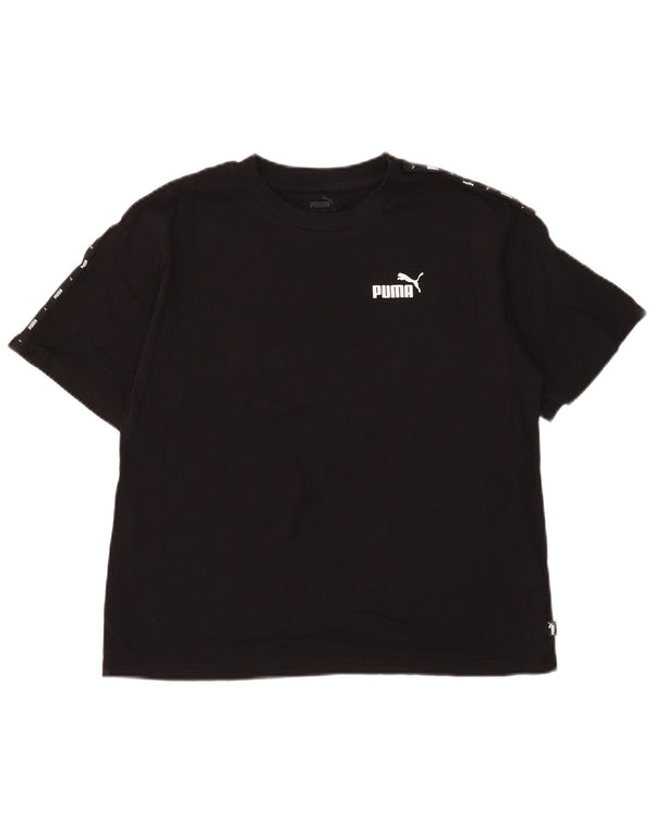Damska koszulka Puma Crop Graphic Top UK 14, średnia czarna bawełna