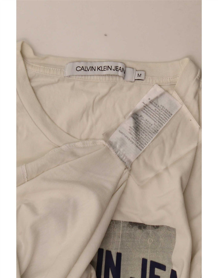 Męska koszulka z grafiką Calvin Klein Jeans, średnia, biała bawełna