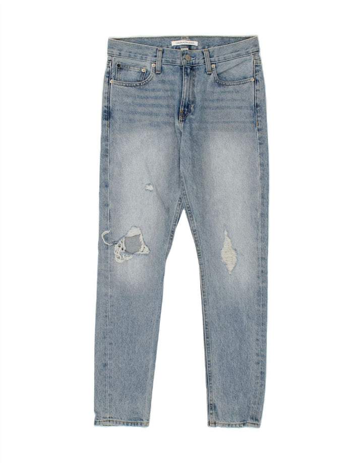 CALVIN KLEIN Womens Distressed Slim Jeans W27 L30 Blue Vintage Calvin Klein and Second-Hand Calvin Klein from Messina Hembry 
