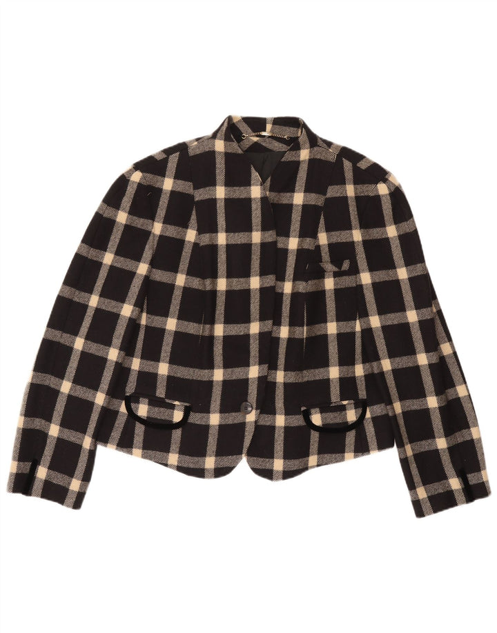 Damska marynarka Basler zapinana na 1 guzik UK 18 XL, wełniana w czarną kratkę