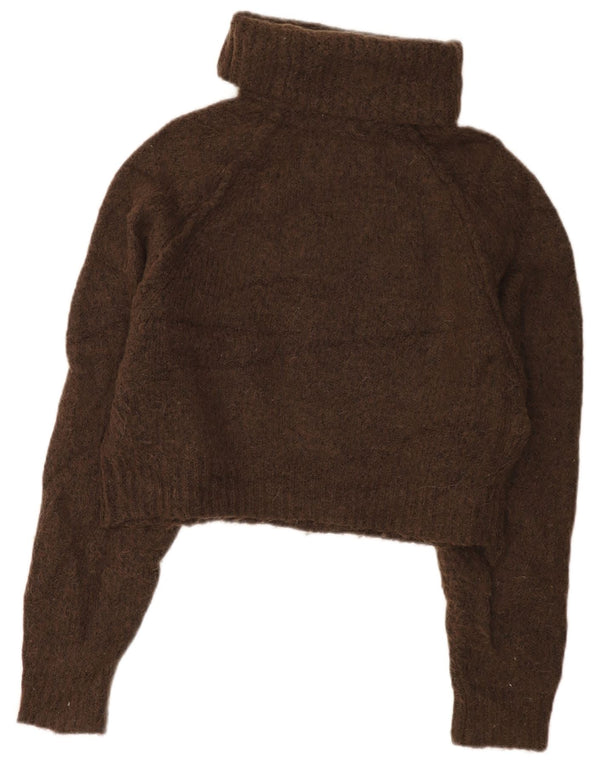 Damski sweter Zara z okrągłym dekoltem, UK 14, średni brązowy poliester