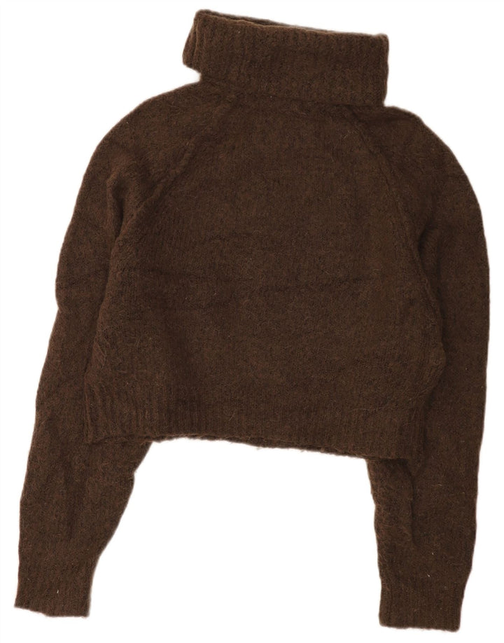 Damski sweter Zara z okrągłym dekoltem, UK 14, średni brązowy poliester