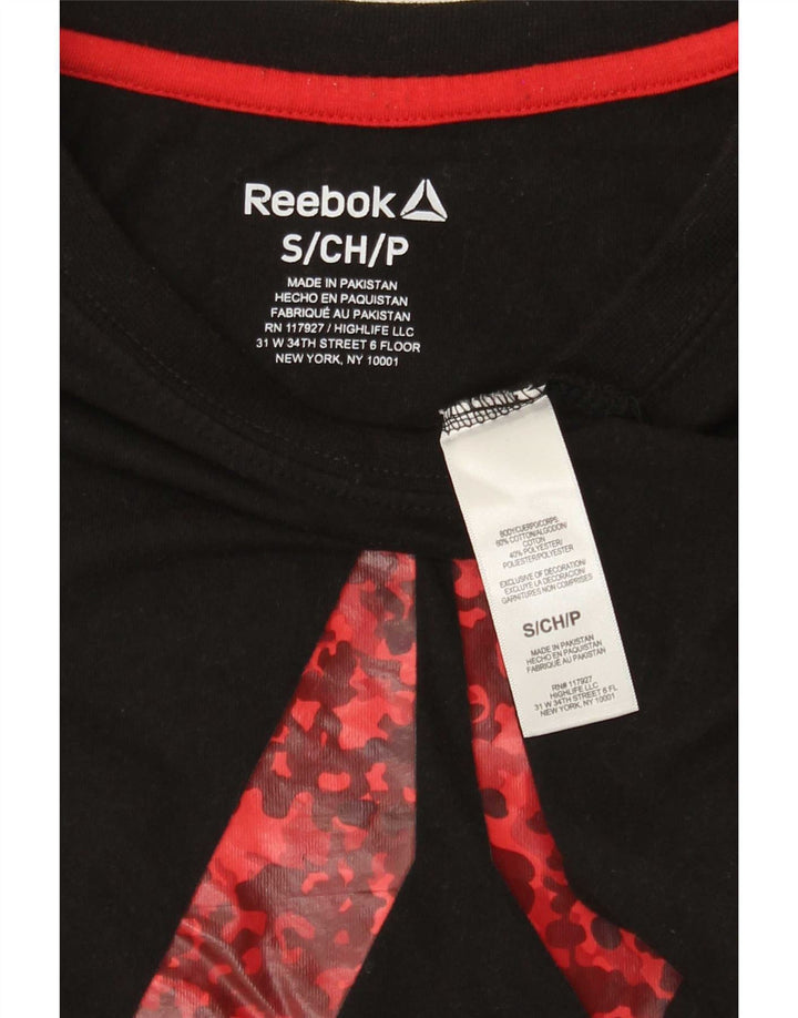 Męski T-shirt Reebok z grafiką, mały, czarny, bawełniany