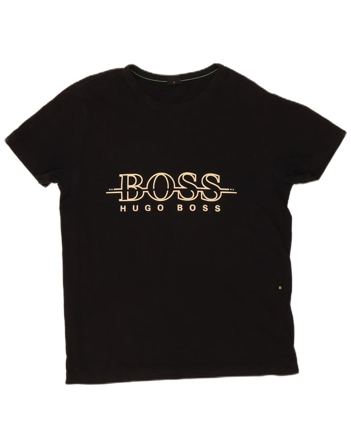 Męska koszulka z grafiką Hugo Boss, średnia czarna bawełniana