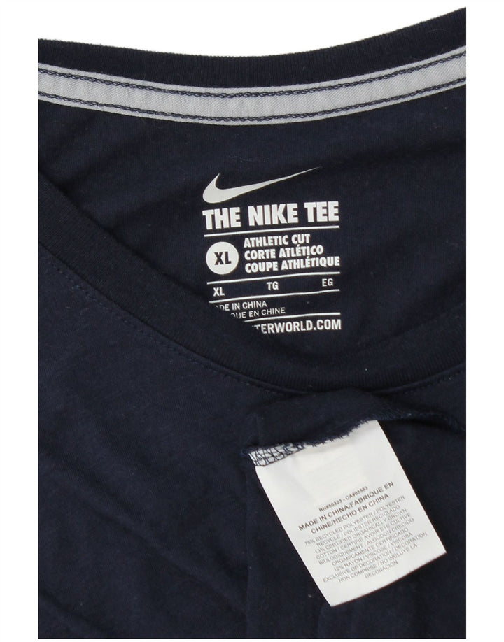 Męski t-shirt Nike o kroju sportowym, top XL, granatowy, poliester z blokami kolorów