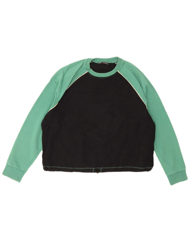 Damski sweter oversize Zara UK 10, mały, czarny, z blokami kolorów