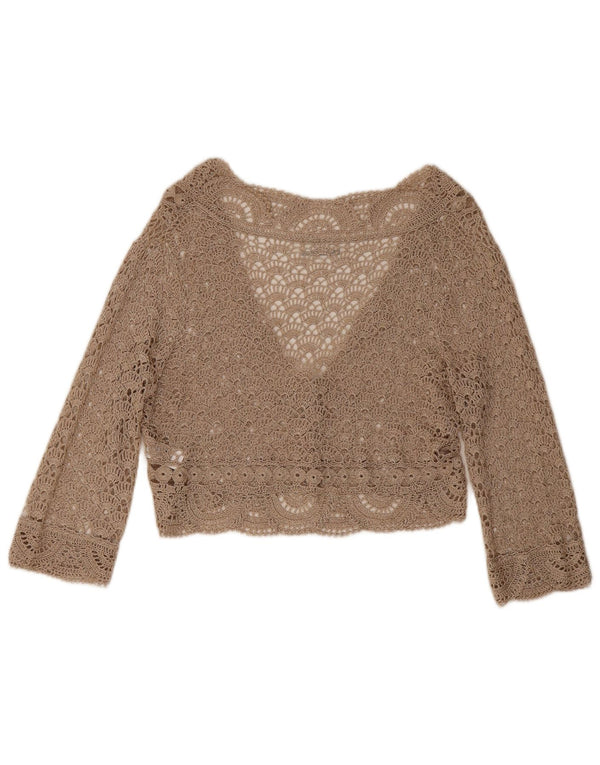Damski kardigan Wallis Crochet Crochet UK 12 Średni Beżowy Kwiatowy Wiskoza