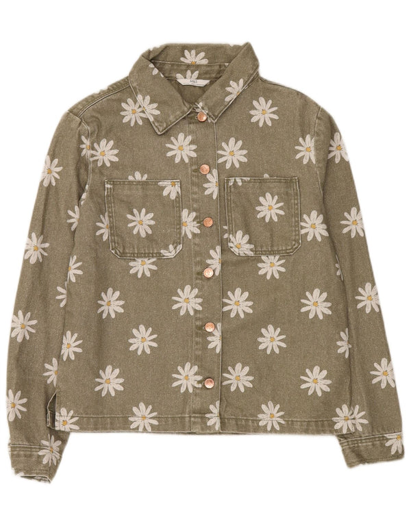 Marks & Spencer Dziewczęca kurtka dżinsowa 14-15 lat, khaki, bawełniana w kwiaty
