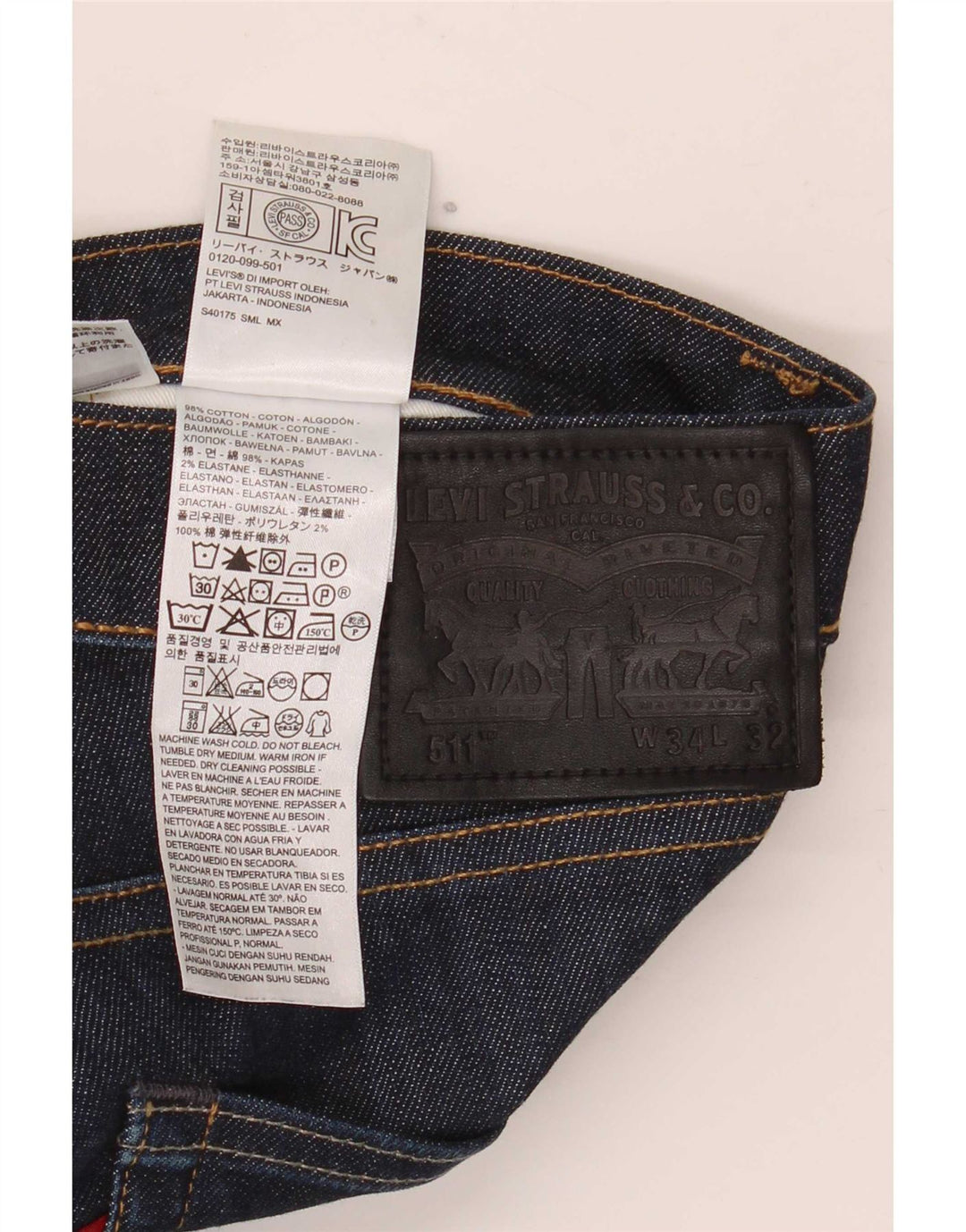 Męskie jeansy Levi's 511 Slim W34 L32 Granatowa bawełna