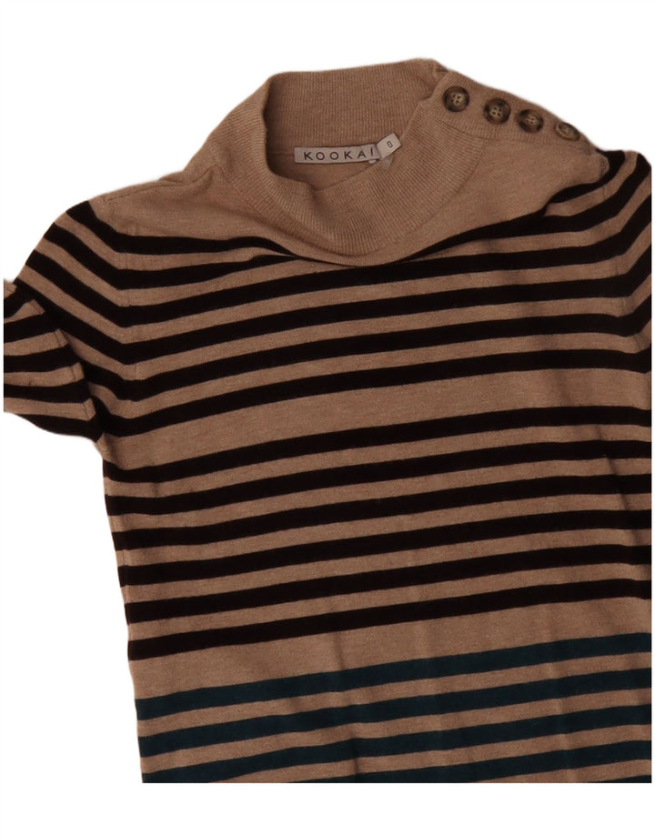 Damska sukienka sweterkowa z długim rękawem KOOKAI US 0 XS w beżowe paski