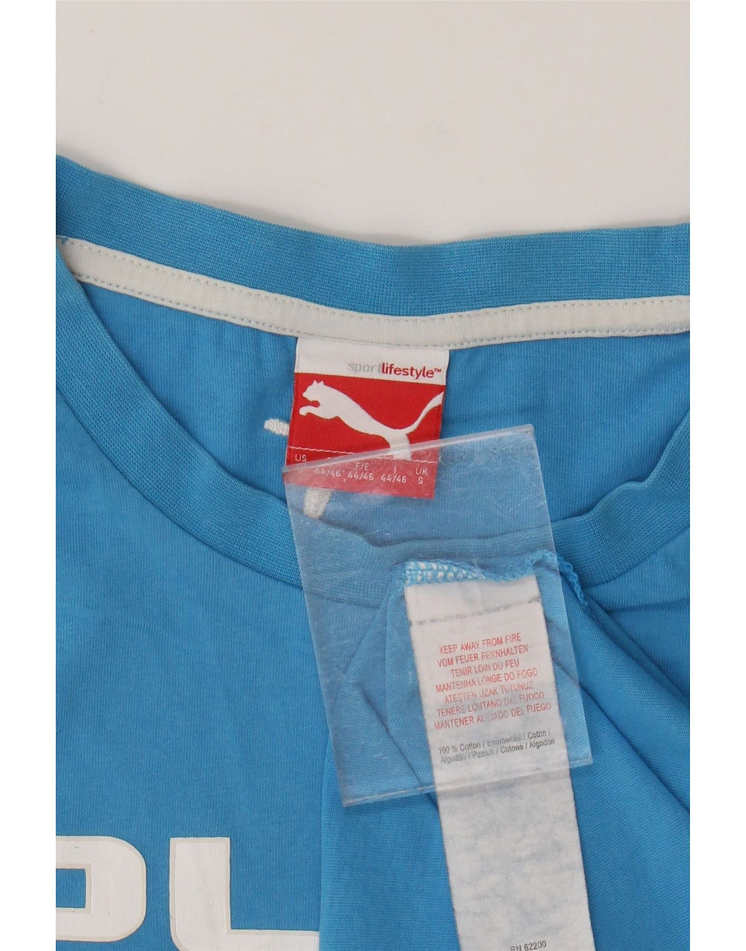 Męski T-shirt z grafiką PUMA, mały, niebieski, bawełniany