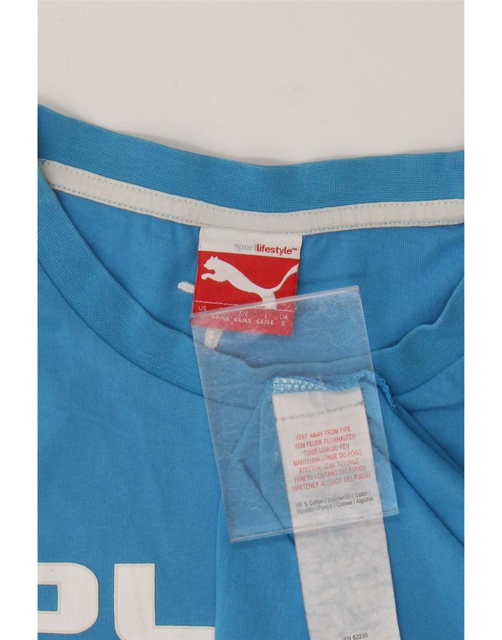 Męski T-shirt z grafiką PUMA, mały, niebieski, bawełniany