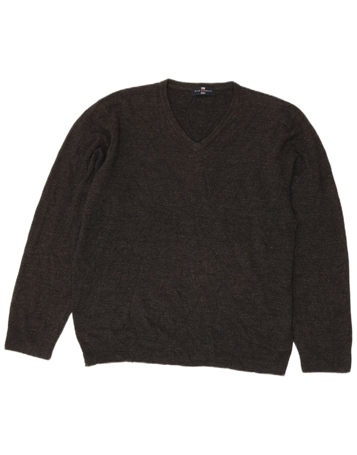 Męski sweter Marks & Spencer Blue Harbor z dekoltem w kształcie litery V, duży, szary, akrylowy