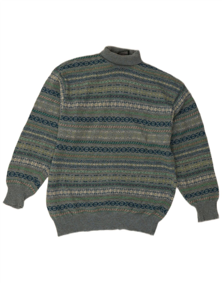 Męski sweter z golfem Malagrida Średni wielobarwny Fair Isle Wool