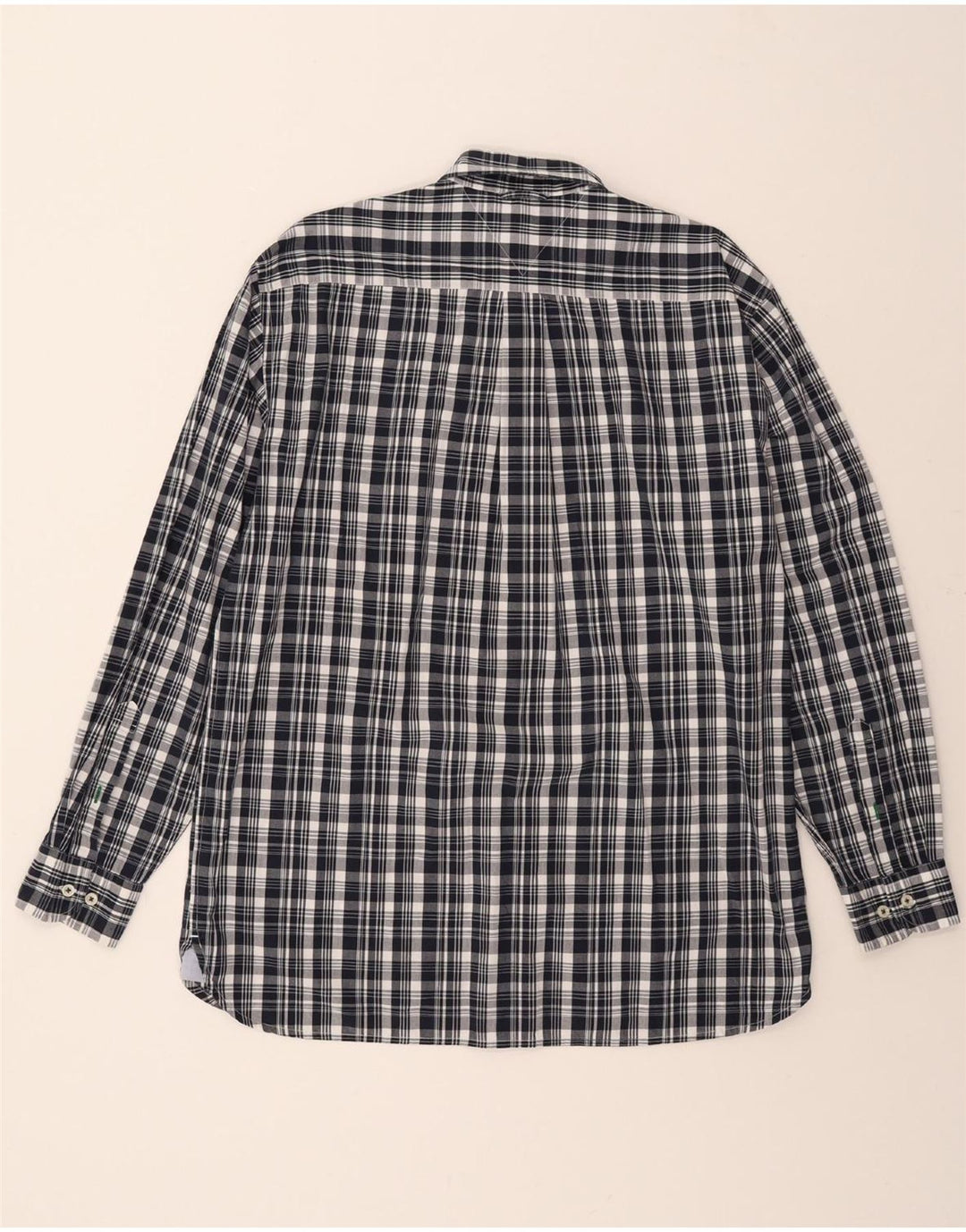 TOMMY HILFIGER Mens Shirt Large Navy Blue Check Cotton Vintage Tommy Hilfiger and Second-Hand Tommy Hilfiger from Messina Hembry 