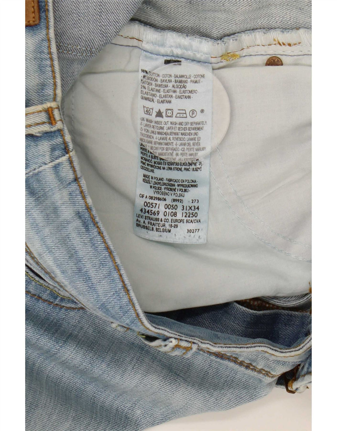 Damskie jeansy Levi's 571 Slim W31 L34 Niebieskie bawełniane
