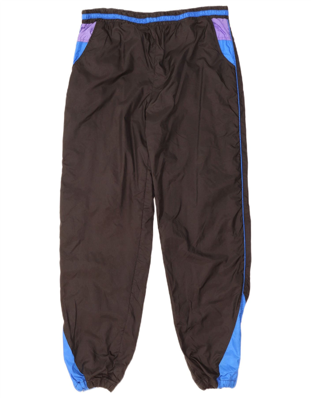 Męskie spodnie dresowe w stylu vintage Joggery Średni czarny nylon w blokach kolorystycznych