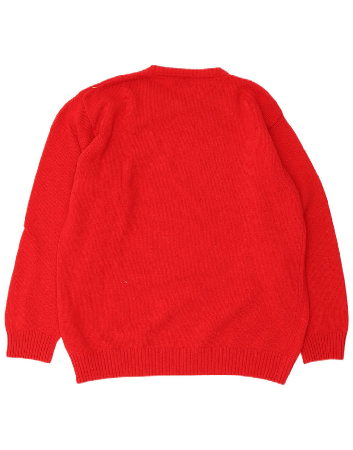Męski sweter z okrągłym dekoltem Sergio Tacchini, średnia czerwona wełna