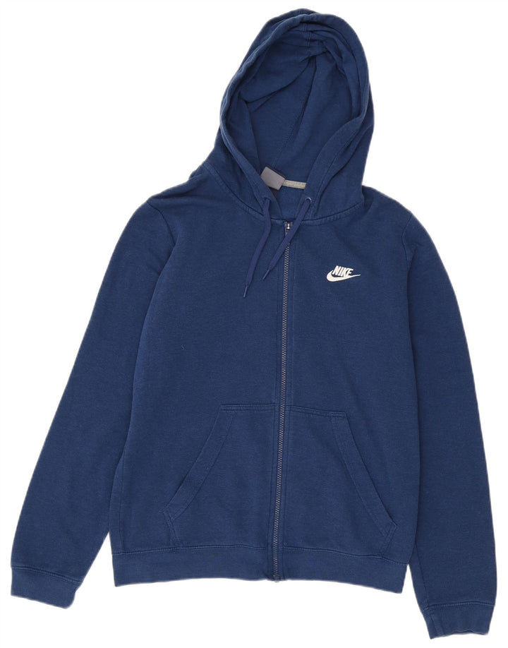 Damski sweter z kapturem i zamkiem błyskawicznym Nike UK 14, średni niebieski, bawełniany