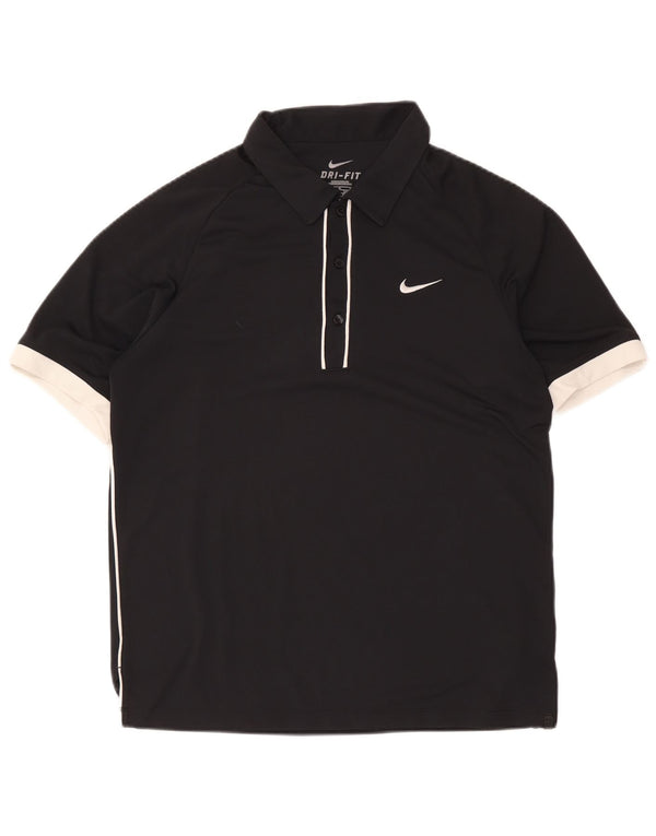 Męska koszulka polo Nike Dri Fit UK 38/40 Średni czarny poliester z blokami kolorów
