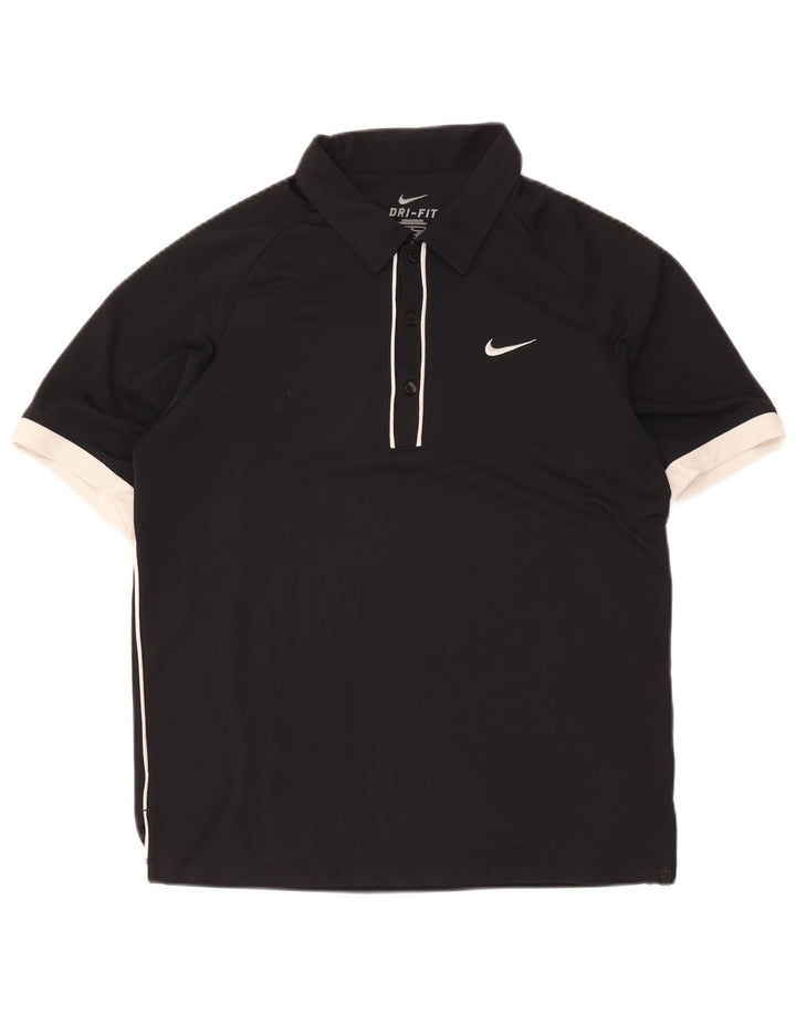 Męska koszulka polo Nike Dri Fit UK 38/40 Średni czarny poliester z blokami kolorów