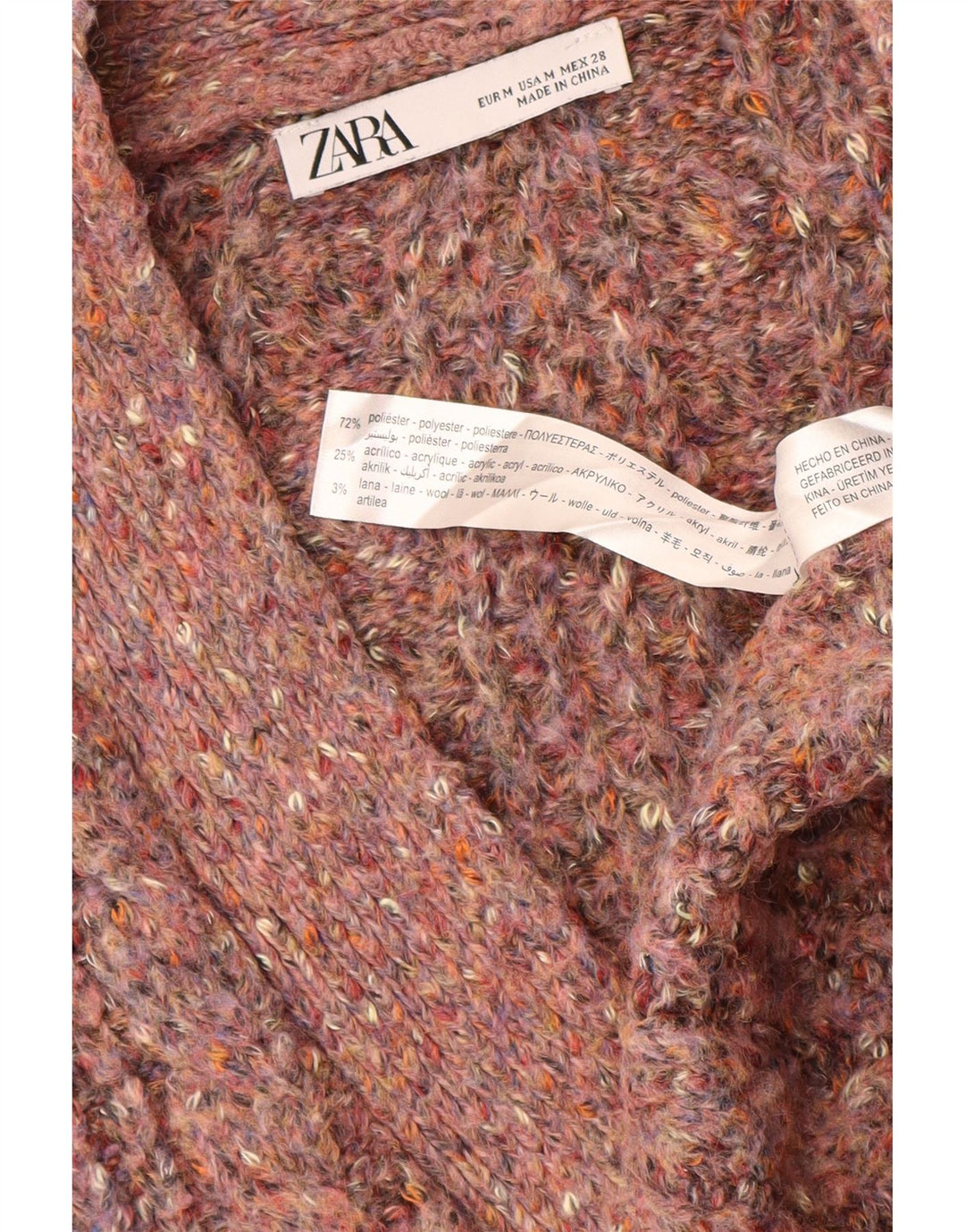 Damski sweter oversize Zara UK 14, średni różowy, nakrapiany poliester