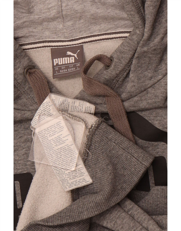 Męski sweter z kapturem i grafiką PUMA, duży, szary, bawełniany