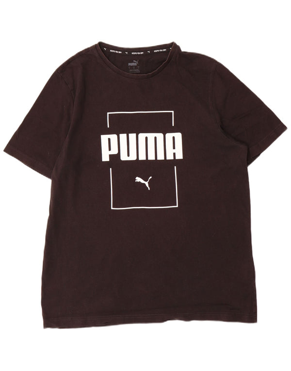 Męski T-shirt z grafiką Puma, duży, czarny, bawełniany
