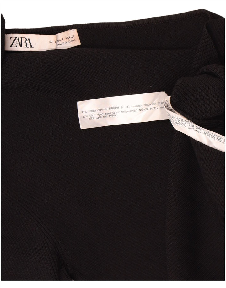 Damski top Zara z okrągłym dekoltem i jednym ramieniem, UK 8 Small, czarna wiskoza