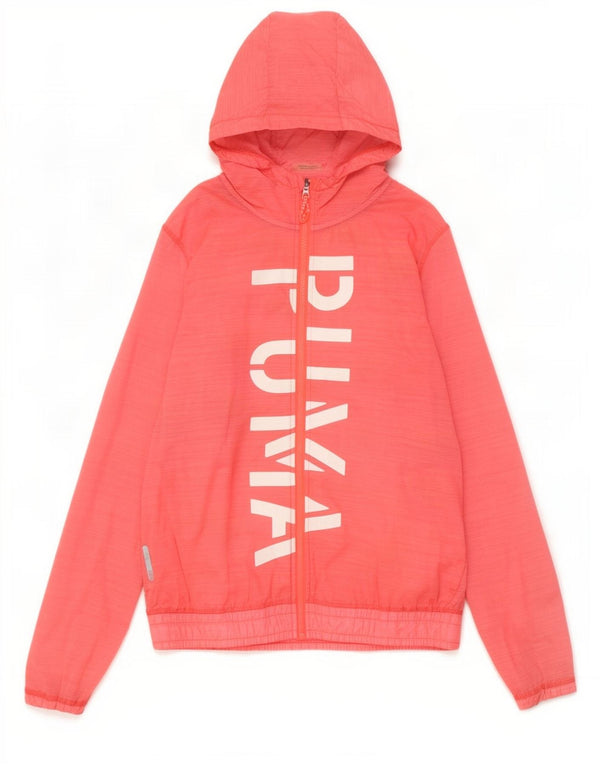 Damska kurtka dresowa z kapturem i grafiką Puma UK 16, duża, różowa nylonowa