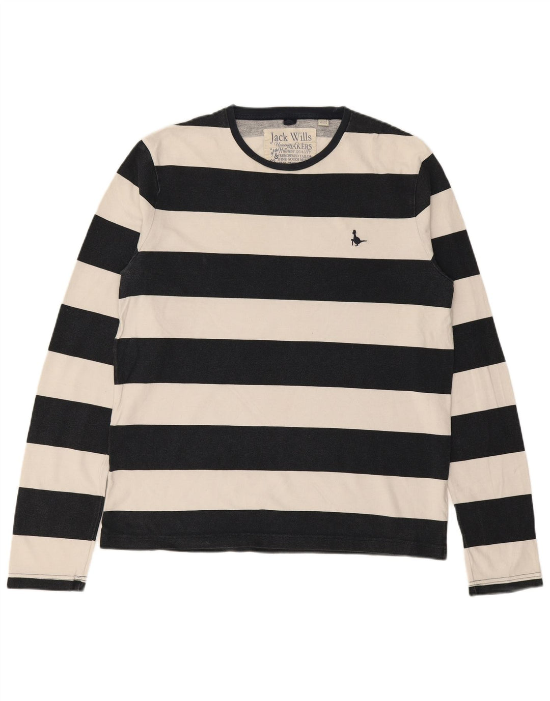 JACK WILLS Męski top z długim rękawem, bawełniany w średnie granatowe paski