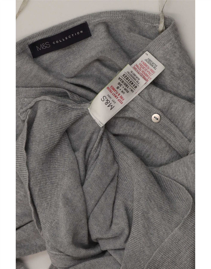 Marks & Spencer Damski sweter rozpinany UK 8 Small, szara, nakrapiana wiskoza